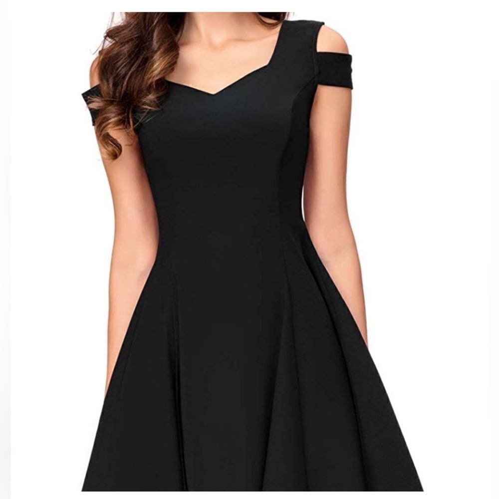 InsNova Fit + Flare Skater style Cold Shoulder Little Black Dress Sz S